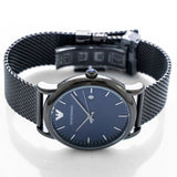 Emporio Armani Luigi Quartz Blue Dial Grey Mesh Bracelet Watch For Men - AR11053