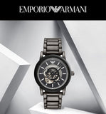 Emporio Armani Meccanico Automatic Black Dial Black Steel Strap Watch For Men - AR60010