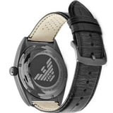 Emporio Armani Franco Black Dial Black Leather Strap Watch For Men - AR0368