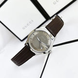 Gucci G Timeless Quartz Brown Dial Brown Rubber Strap Watch For Men - YA126403