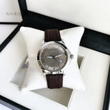 Gucci G Timeless Quartz Brown Dial Brown Rubber Strap Watch For Men - YA126403