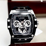 Guess Phoenix Multifunction Black Dial Black Rubber Strap Watch for Men - GW0203G3