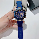 Guess Navigator Chronograph Blue Dial Blue Rubber Strap Watch for Men - GW0264G4