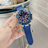 Guess Navigator Chronograph Blue Dial Blue Rubber Strap Watch for Men - GW0264G4