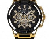 Guess Matrix Multifunction Gold Dial Black Rubber Strap Watch For Men - GW0423G2