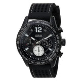 Guess Fleet Chronograph Black Dial Black Rubber Strap Watch for Men - W0971G1