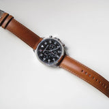 Michael Kors Gage Chronograph Quartz Black Dial Brown Leather Strap Watch For Men - MK8333