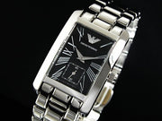 Emporio Armani Classic Black Dial Silver Stainless Steel Watch For Women - AR0157