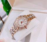 Bulova Crystal Mother of Pearl Dial Rose Gold Steel Strap Watch for Women - 98L197