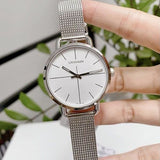 Calvin Klein Even White Dial Silver Mesh Bracelet Watch for Women - K7B23126