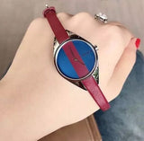 Calvin Klein Rebel Blue Maroon Dial Maroon Leather Strap Watch for Women - K8P231UN