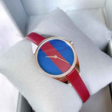 Calvin Klein Rebel Blue Maroon Dial Maroon Leather Strap Watch for Women - K8P231UN