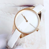 Calvin Klein Rebel White Grey Dial White Leather Strap Watch for Women - K8P236L6