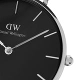 Daniel Wellington Classic Petite Bondi Black Dial White Leather Strap Watch for Women - DW00100286