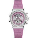 Guess Fusion Chronograph Pink Dial Pink Leather Strap Watch for Women - GW0553L1