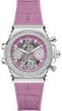 Guess Fusion Chronograph Pink Dial Pink Leather Strap Watch for Women - GW0553L1