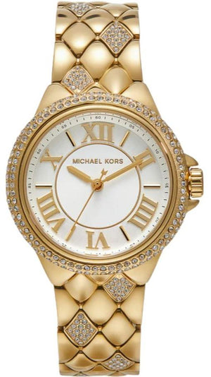 Michael Kors Camile Analog White Dial Gold Steel Strap Watch for Women - MK4801