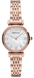 Emporio Armani Gianni T-Bar Mother of Pearl Dial Rose Gold Steel Strap Watch For Women - AR11316