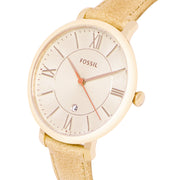 Fossil Jacqueline White Dial Brown Leather Strap Watch for Women - ES3487