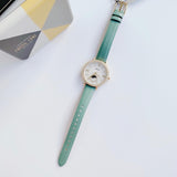 Fossil Jacqueline Analog Moonphase Mother of Pearl White Dial Green Leather Strap Watch for Women - ES5168