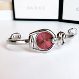 Gucci Horsebit Quartz Red Dial Silver Steel Strap Watch For Women - YA139502