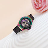 Guess Multifunction Analog Purple Dial Black Rubber Strap Watch For Women - GW0620L4