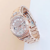 Guess Moonlight Multi Function Diamonds White Dial Rose Gold Steel Strap Watch for Women - GW0320L3