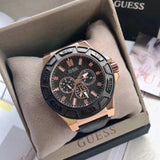 Guess Force Analog Black Dial Black Leather Strap Watch For Men - W0674G6