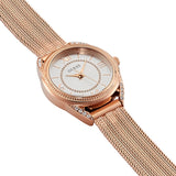 Guess Whisper Silver Dial Rose Gold Mesh Bracelet Watch for Women - W1084L3