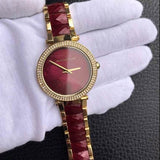 Michael Kors Parker Maroon Dial Two Tone Steel Strap Watch for Women - MK6412