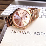 Michael Kors Hartman Rose Gold Dial Rose Gold Steel Strap Watch For Women - MK3491