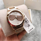 Michael Kors Hartman Analog White Dial Rose Gold Steel Strap Watch For Women - MK3673