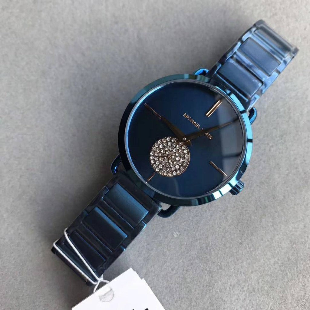 Michael Kors Portia Blue Dial Blue Stainless Steel Strap Watch for