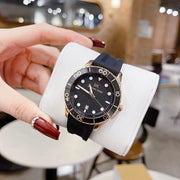 Michael Kors Runway Quartz Black Dial Black Silicone Strap Watch For Women - MK6852