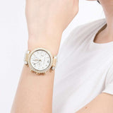 Michael Kors Parker Chronograph White Dial White Leather Strap Watch For Women - MK6916