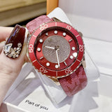 Michael Kors Runway Three-Hand Quartz Red Dial Red Leather Strap Watch For Women - MK7179