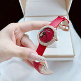 Swarovski Crystal Frost Red Dial Red Leather Strap Watch for Women - 5519226