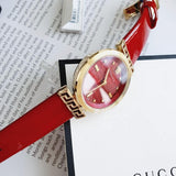 Versace Greca Meander Red Dial Red Leather Strap Watch for Women - VELW00320