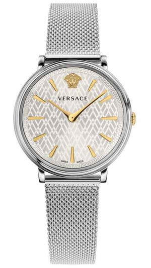 Versace V-Circle Quartz Silver Dial Silver Mesh Strap Watch for Women - VBP050017