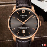 Tissot T Classic Chemin Des Tourelles Powermatic 80 Brown Dial Brown Leather Strap Watch for Men - T099.407.36.447.00