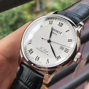 Tissot Le Locle Powermatic 80 Silver Dial Black Leather Strap Watch For Men - T006.407.16.033.00