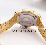 Versace Chain Reaction Quartz Black Dial Two Tone Steel Strap Watch for Men - VEDY00619