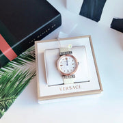 Versace Greca White Dial White Leather Strap Watch for Women - VELW00120
