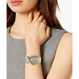 Versace V-Motif Grey Dial Blue Leather Strap Watch for Women - VERE00318