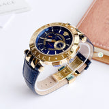 Versace V-Race Multifunction Quartz Blue Dial Blue Leather Strap Watch For Men - VEBV00219