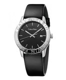 Calvin Klein Steady Black Dial Black Leather Strap Watch for Women - K7Q211C1