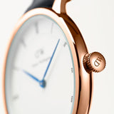 Daniel Wellington Classic Sheffield White Dial Black Leather Strap Watch For Men - DW00100084