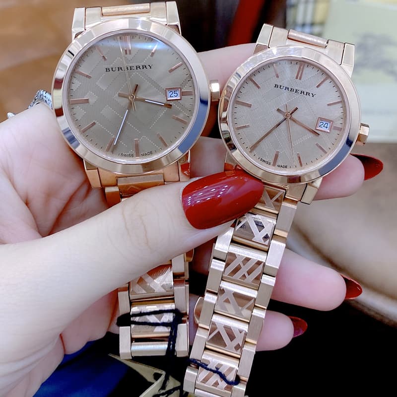 Burberry The City Rose Gold Dial Rose Gold Steel Strap Watch for Women