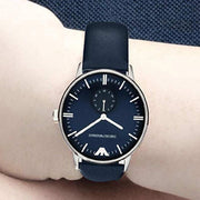 Emporio Armani Analog Quartz Blue Dial Blue Leather Strap Watch For Men - AR1647