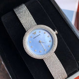 Emporio Armani Rosa Diamonds Mother of Pearl Blue Dial Silver Mesh Bracelet Watch For Women - AR11380